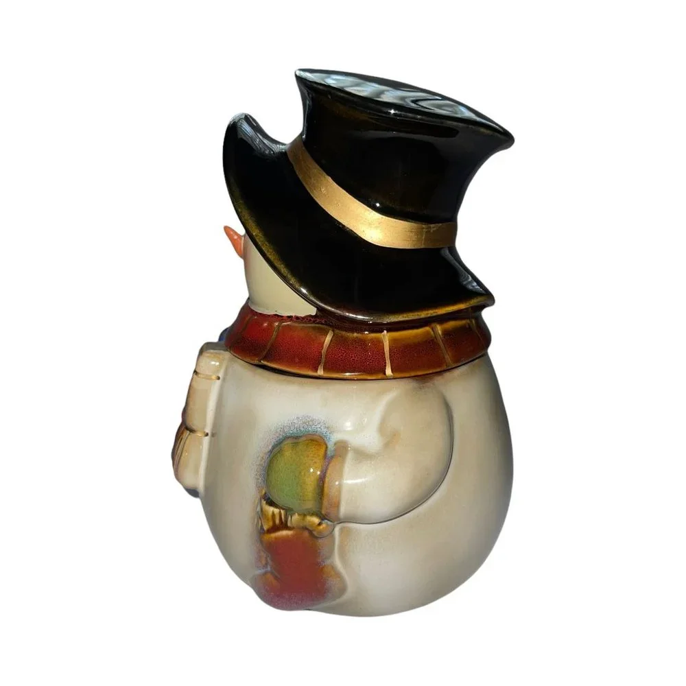 Rare Gibson Vintage Handpainted Snowman Cookie Jar Christmas Holiday